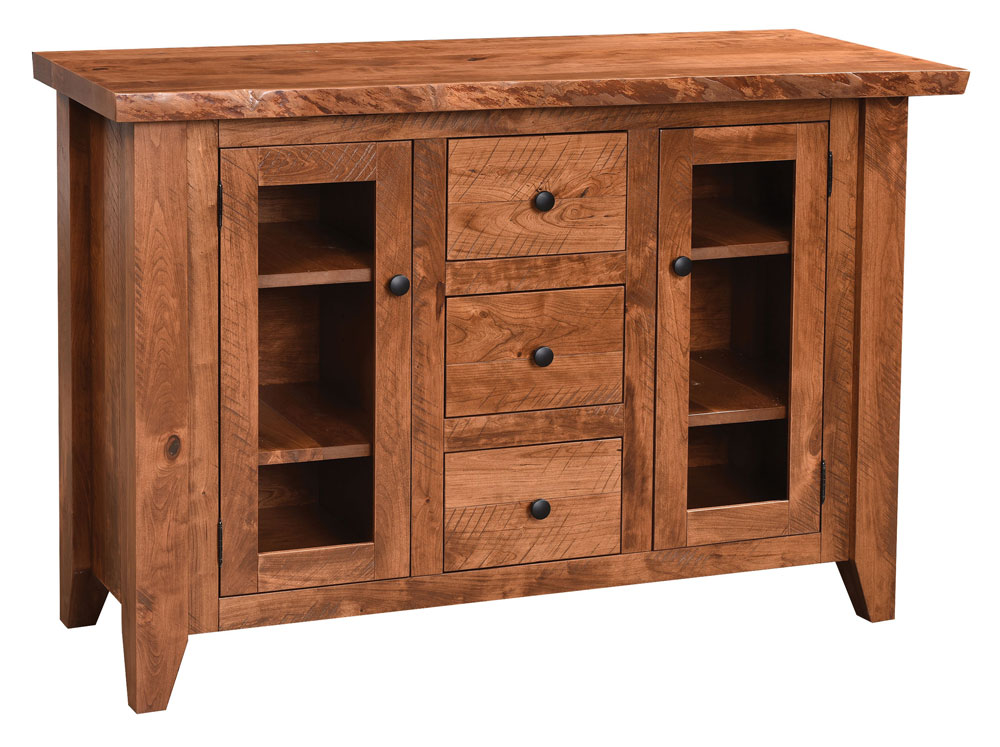 Abbington Server with Sawmarked Design in Rustic Cherry with an OCS-104 Stain