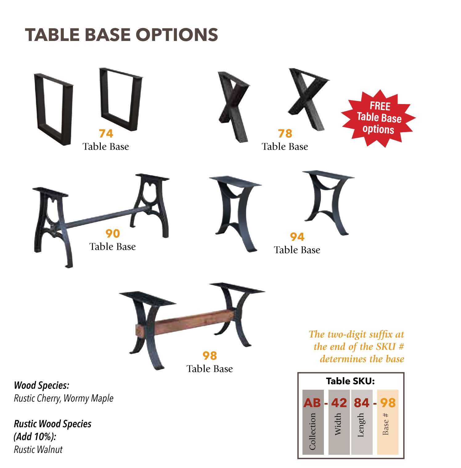 Abbington Table Base Options