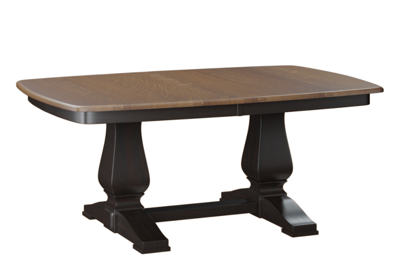 Stacy Double Pedestal Table shown in Brown Maple with Base finish OCS-230 Onyx and Top finish FC-42000 Almond.
