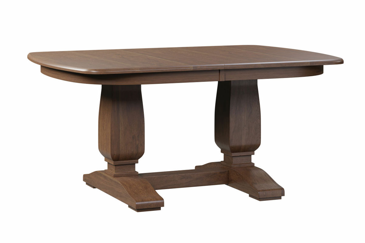 Bassett Double Pedestal Table shown in Brown Maple  with OCS-119 Cappuccino.