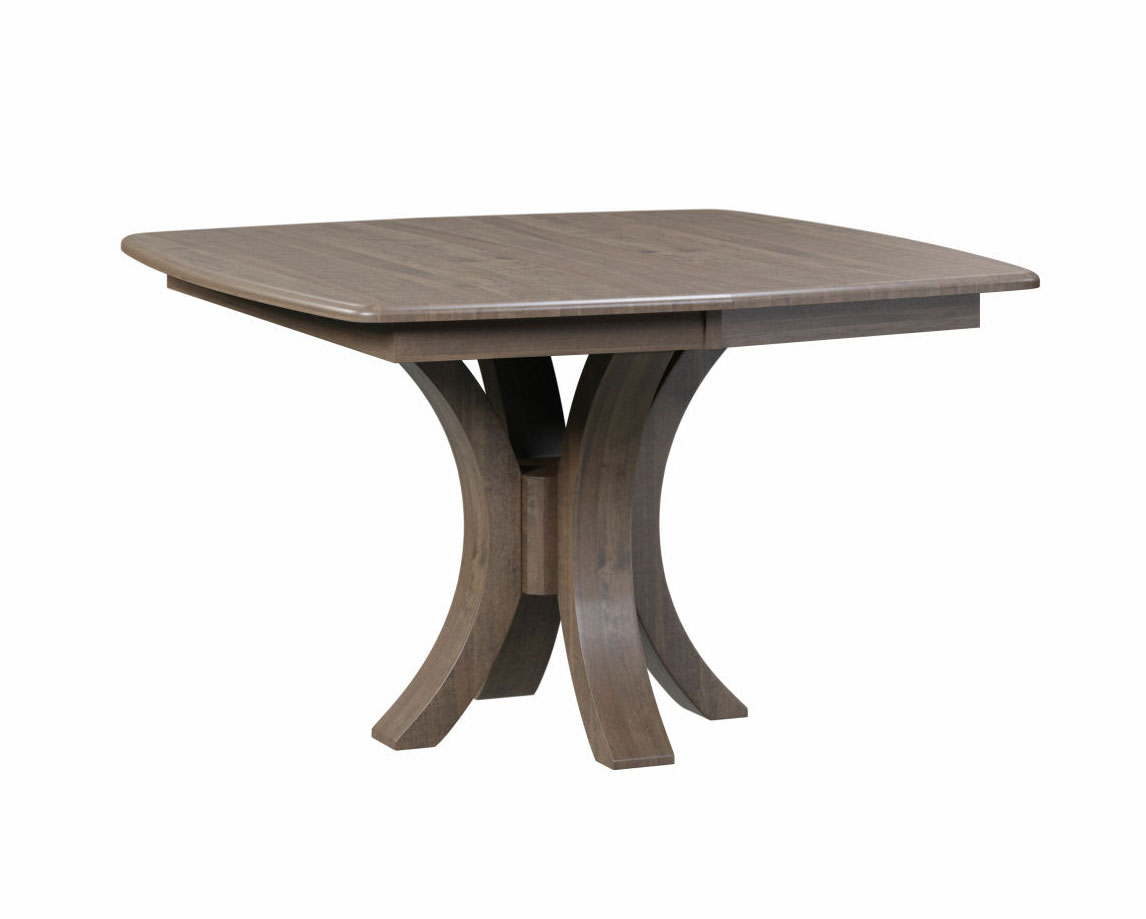 Zehr Single Pedestal Table shown in Brown Maple with OCS-121 Smoke Finish.