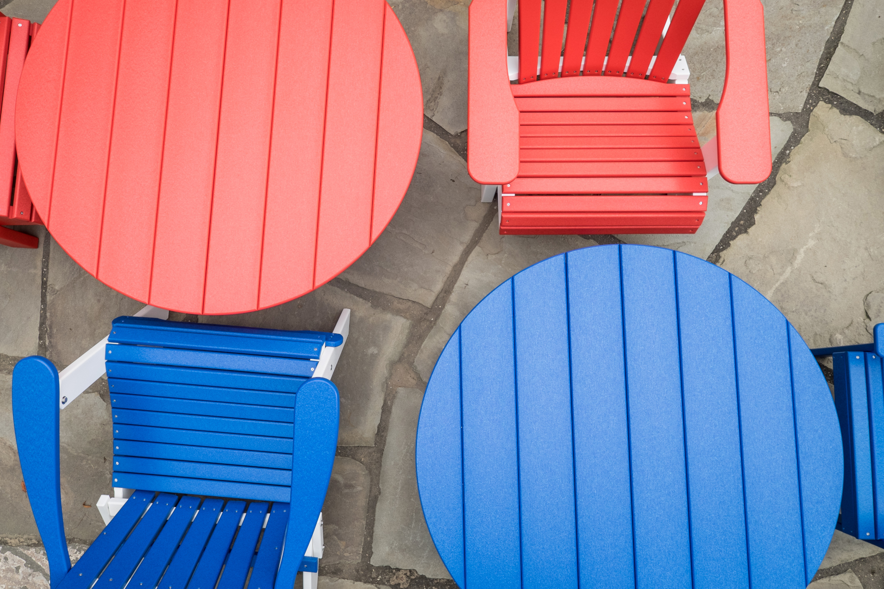 Poly Deluxe Conversation Tables in Red & Blue
