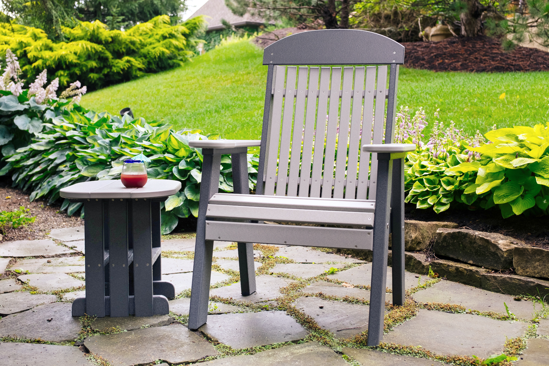 2' Classic Poly Bench in Dove Gray & Slate