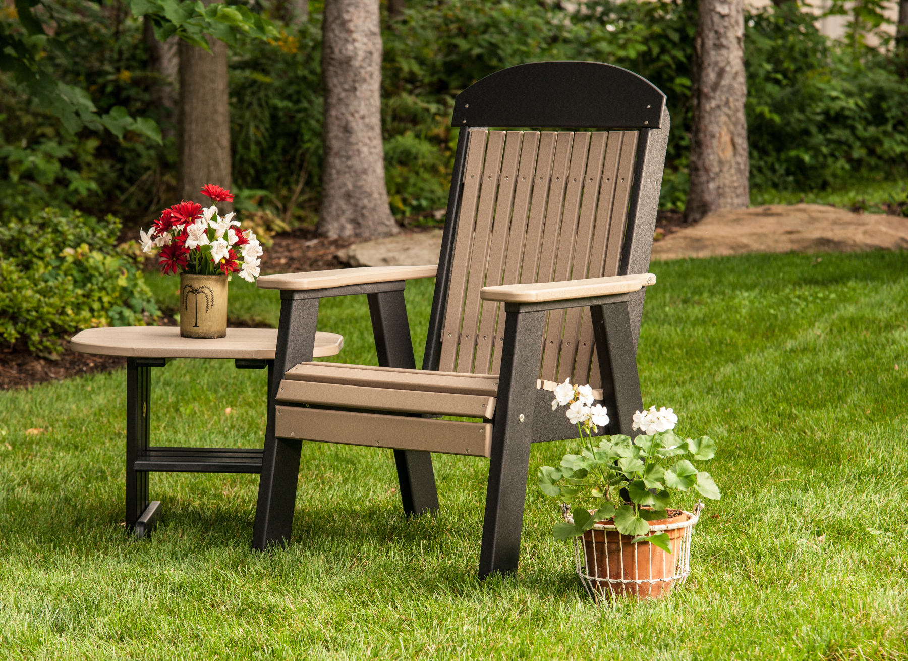 2' Classic Poly Bench in Weatherwood & Black