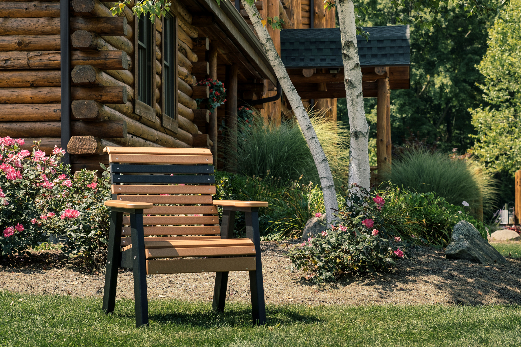 2' Plain Poly Bench in Cedar & Black