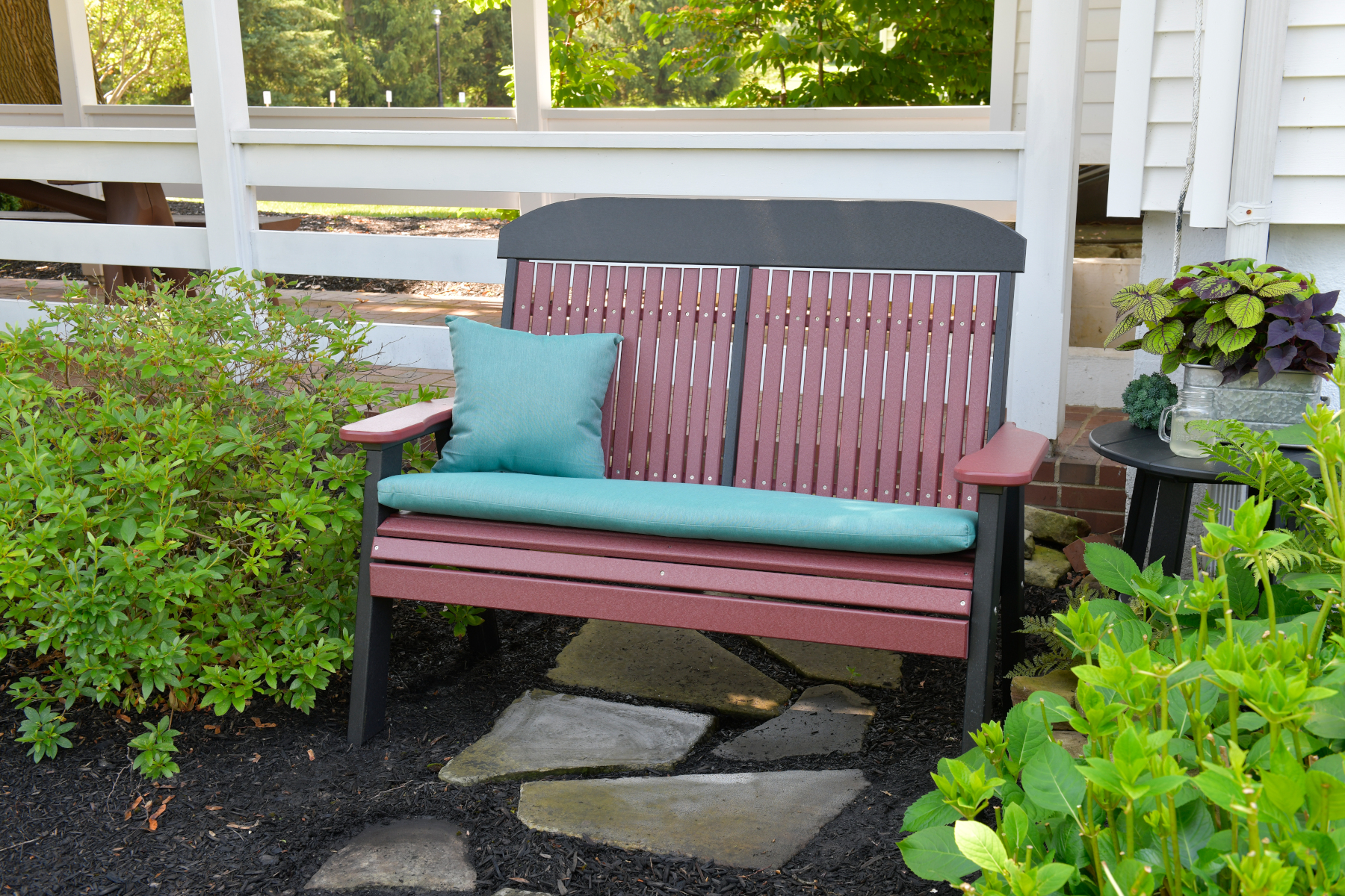 4' Classic Poly Bench in Cherrywood & Black