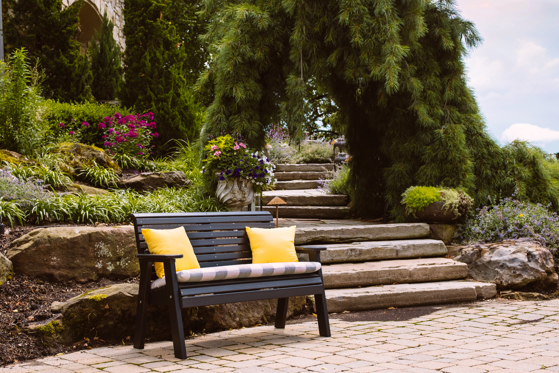 4' Plain Poly Bench in Black