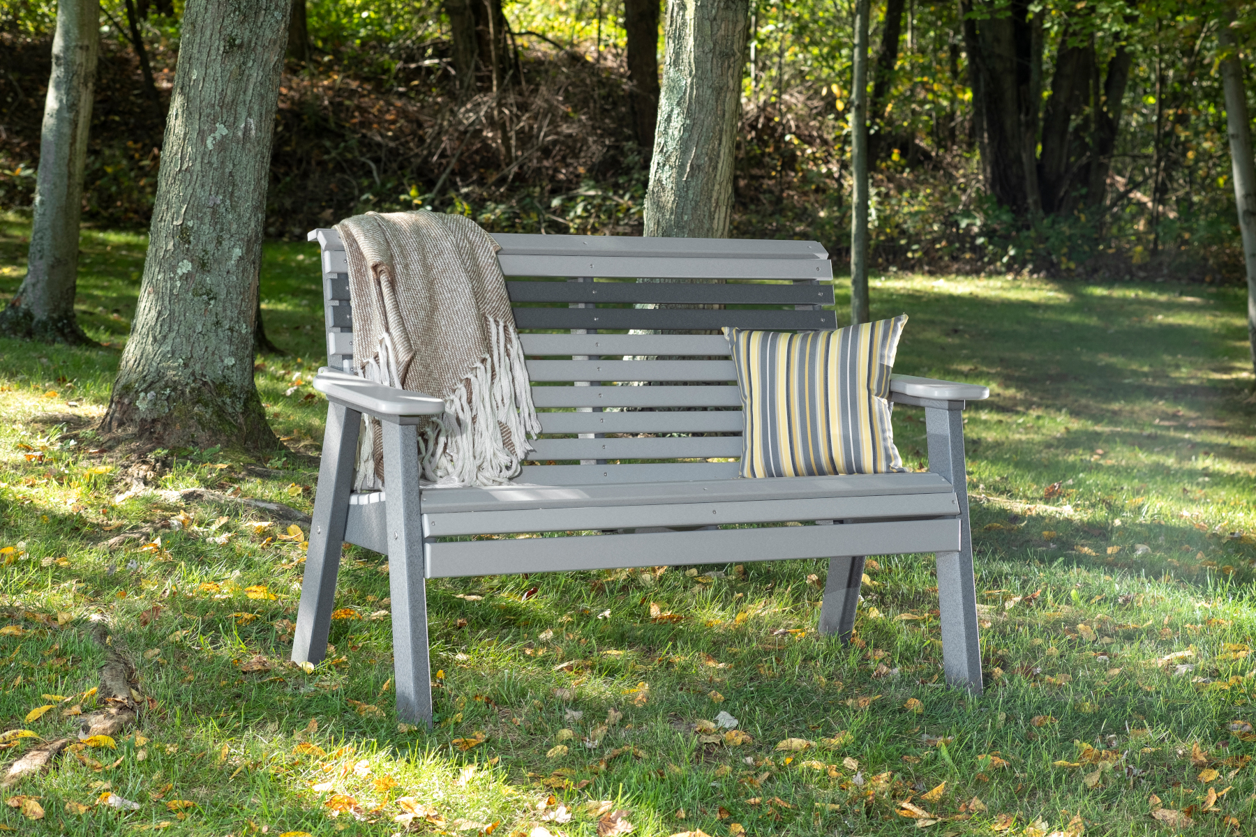 4' Plain Poly Bench in Dove Gray & Slate