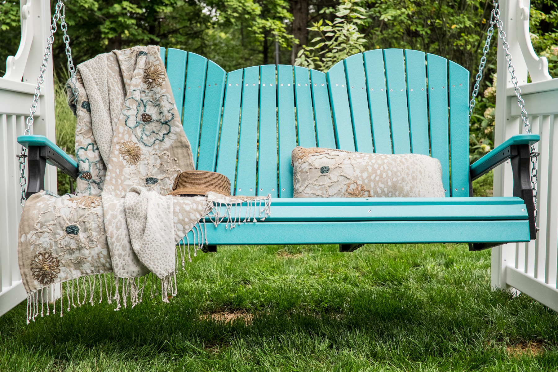 5' Adirondack Poly Swing in Aruba Blue and Black