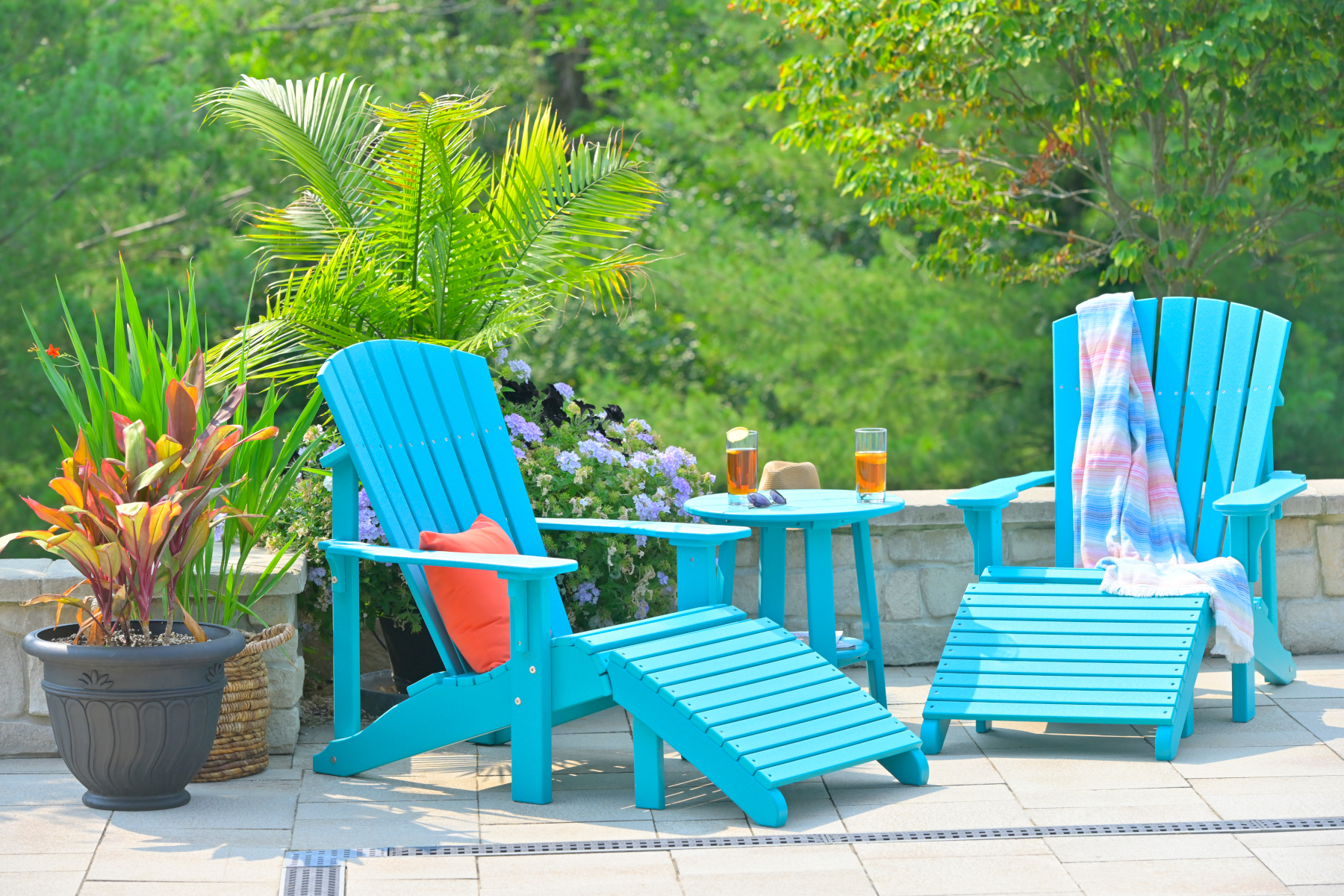Poly Deluxe Adirondack Chairs in Aruba Blue