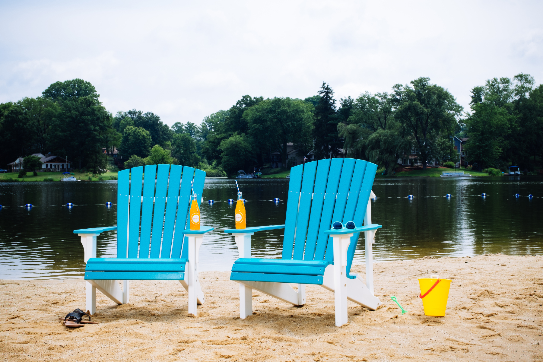 Poly Deluxe Adirondack Chairs in Aruba Blue & White