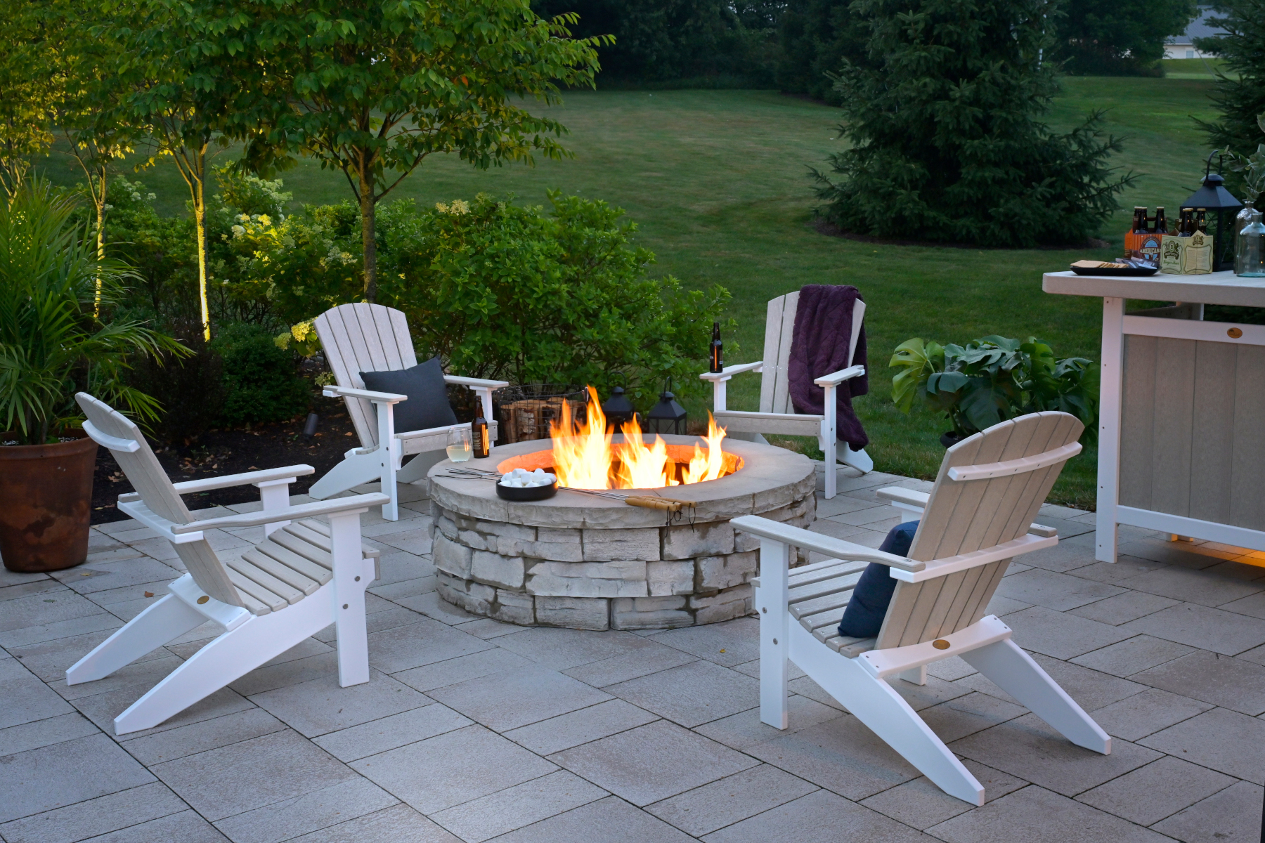 Lakeside Adirondack Chairs in Birch & White