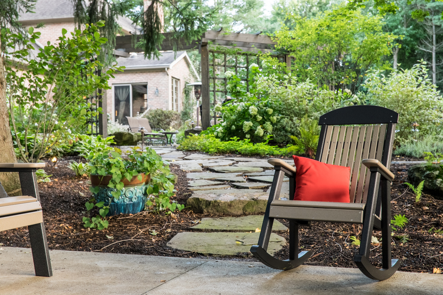 Poly Porch Rocker in Weatherwood & Black