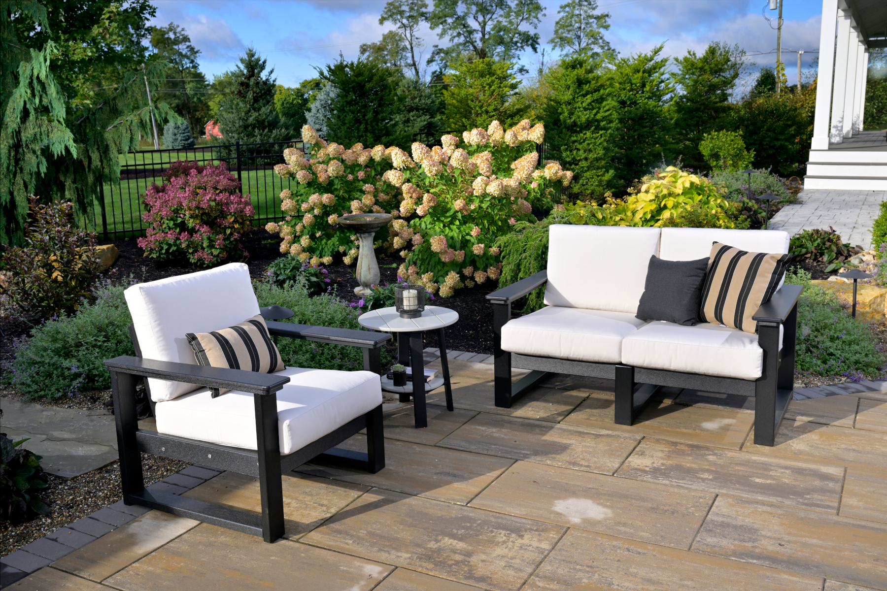 Lanai Deep Seating Loveseat and Chair in Black with Canvas Fabric