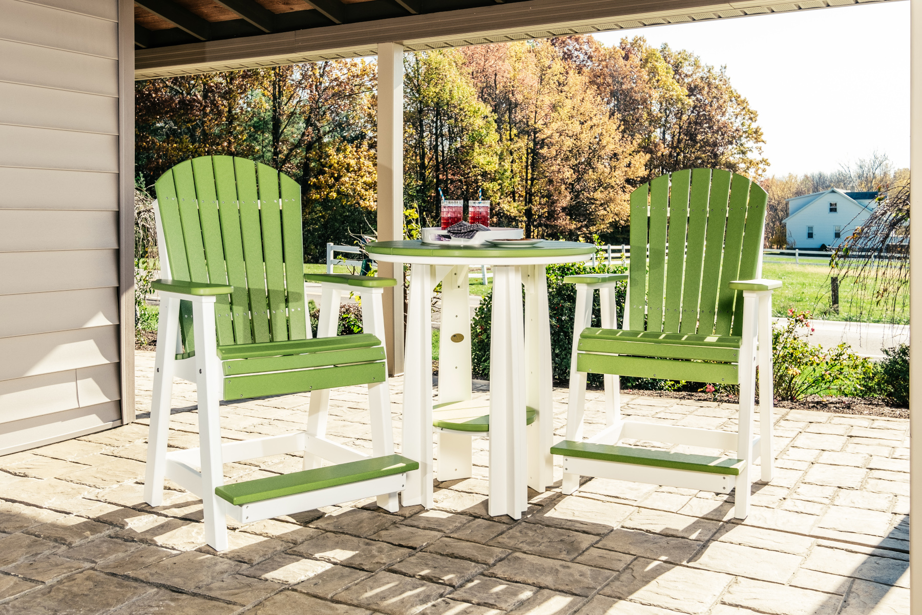 Balcony Set in Lime Green & White