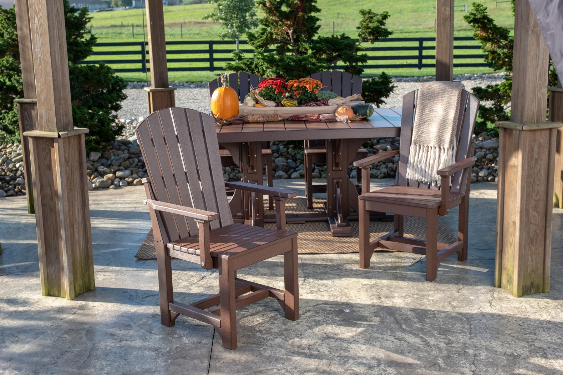 Adirondack Arm Chairs - Dining Height in Chestnut Brown