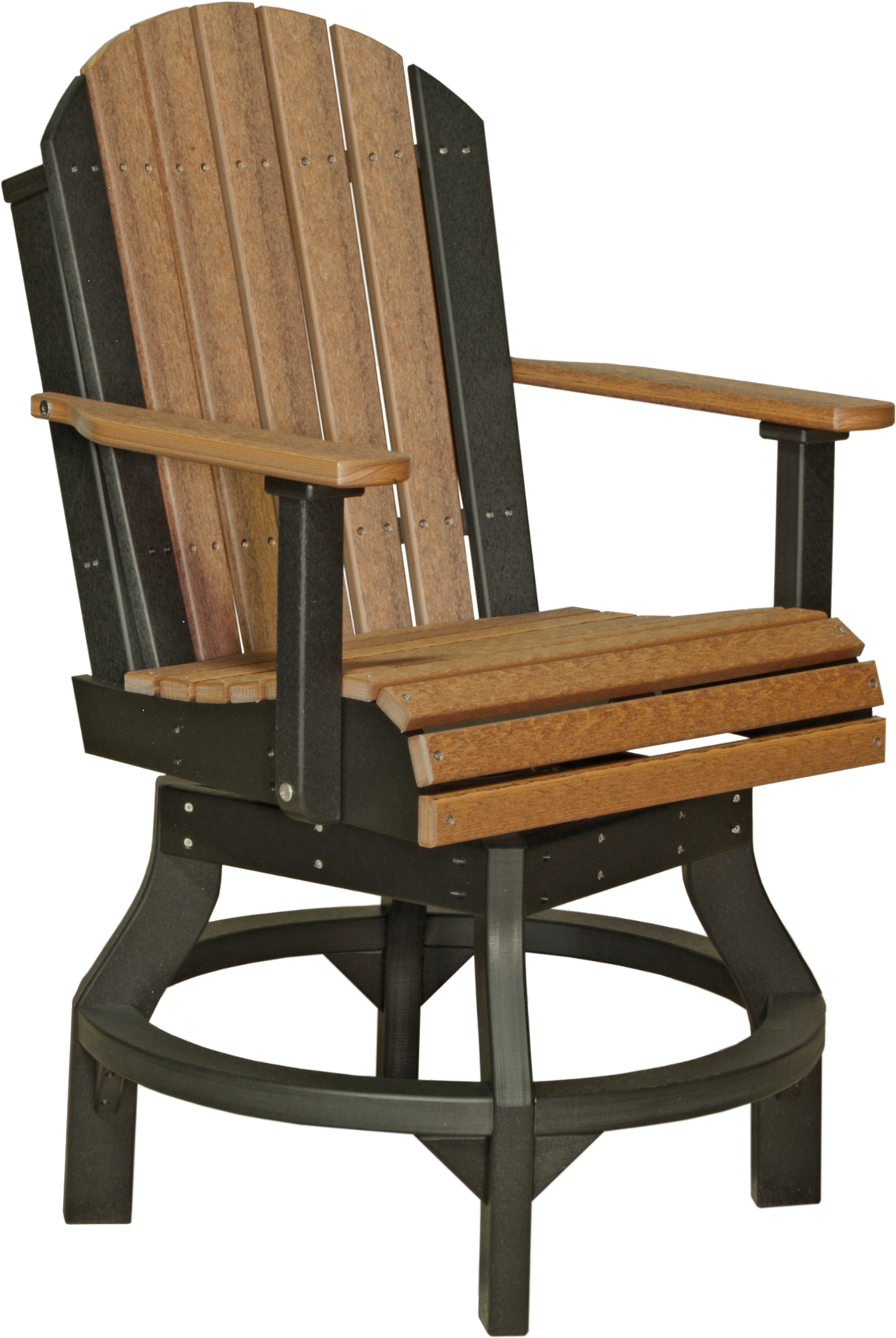 Poly Adirondack Swivel Dining Chair - Counter Height in Antique Mahogany & Black