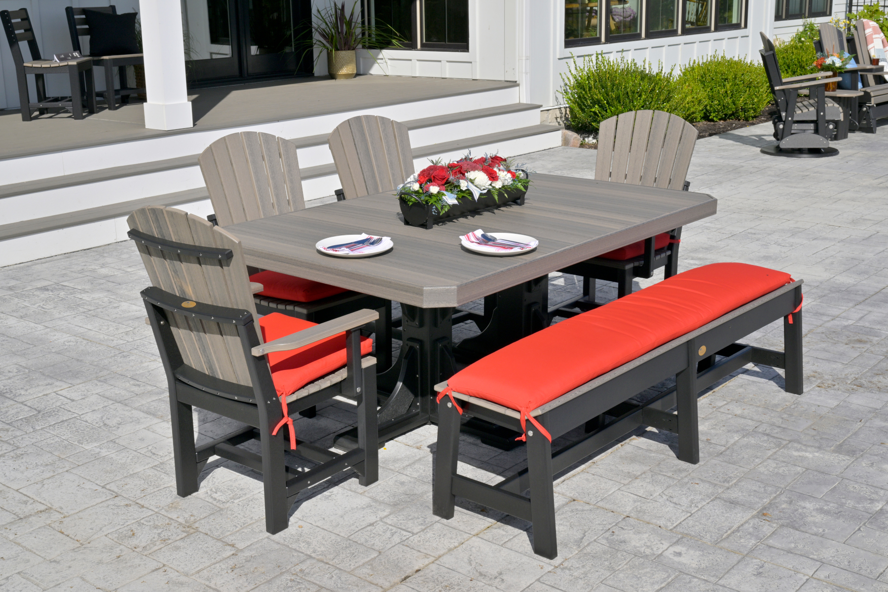 4' x 6' Rectangular Table Set in Coastal Gray & Black