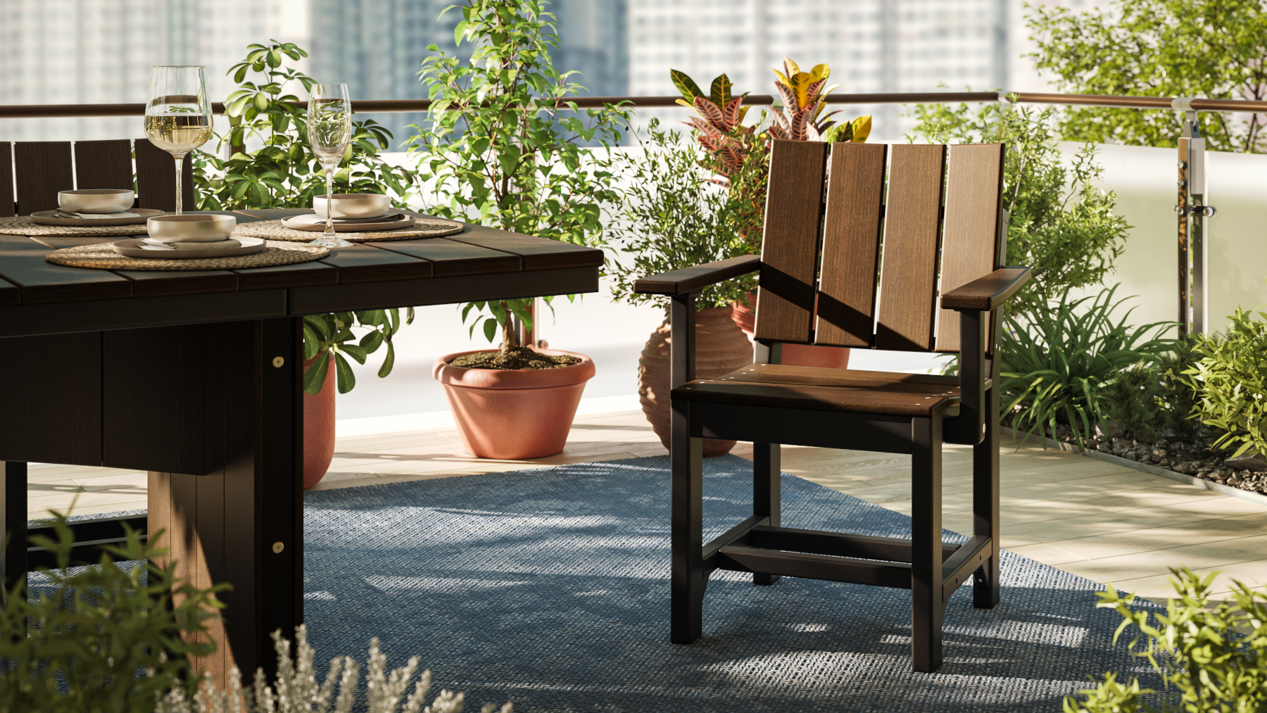 Urban Arm Chair - Dining Height in Brazilian Walnut & Black