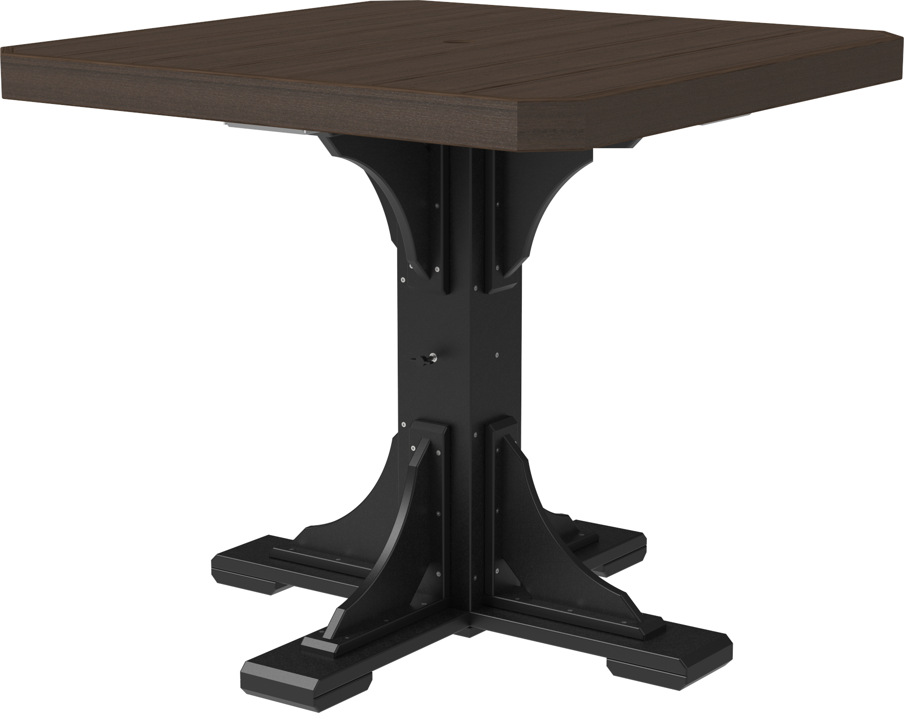 41" Square Poly Table - Counter Height in Brazilian Walnut & Black
