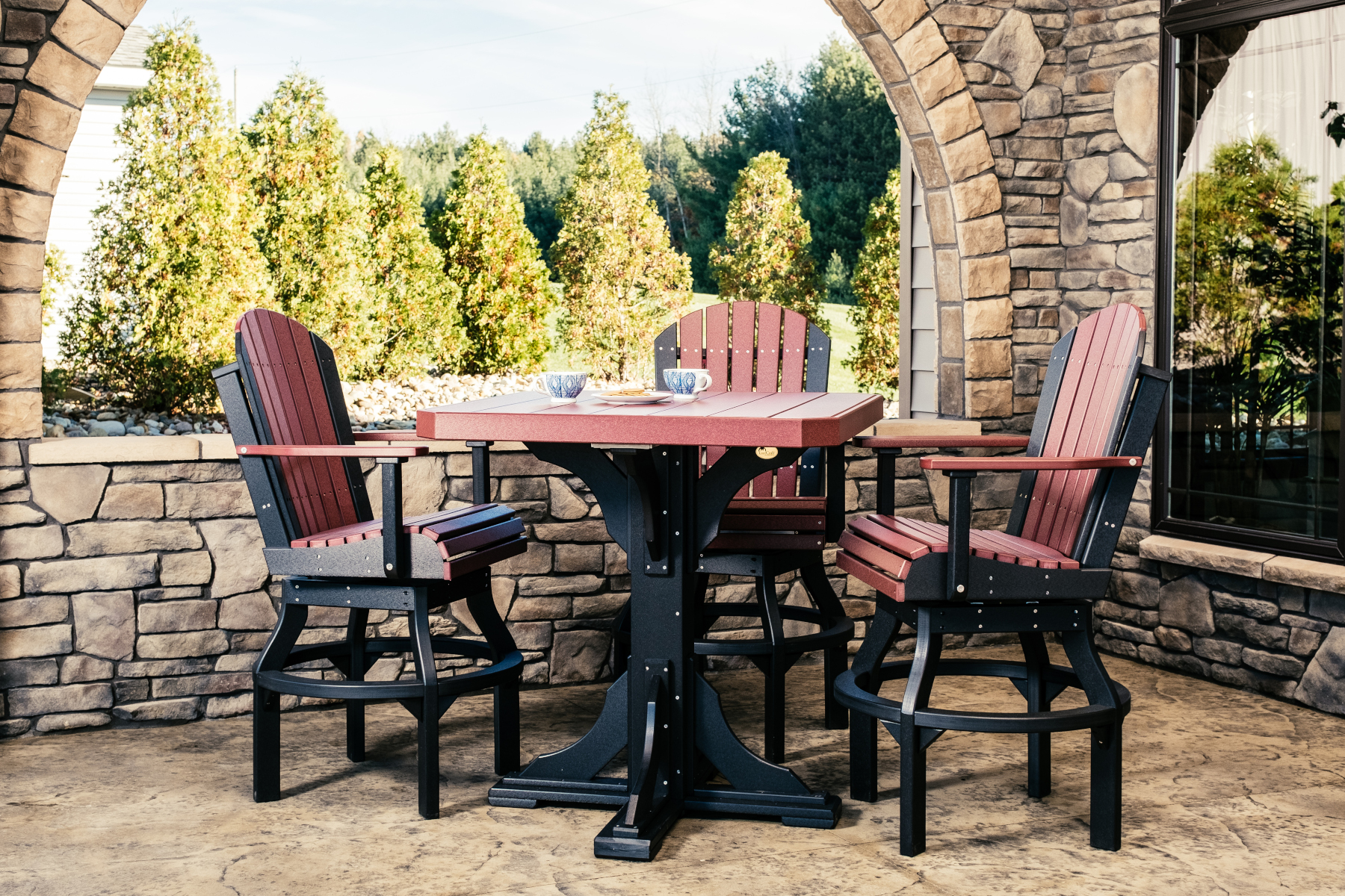 41" Square Poly Table Set in Cherrywood & Black 