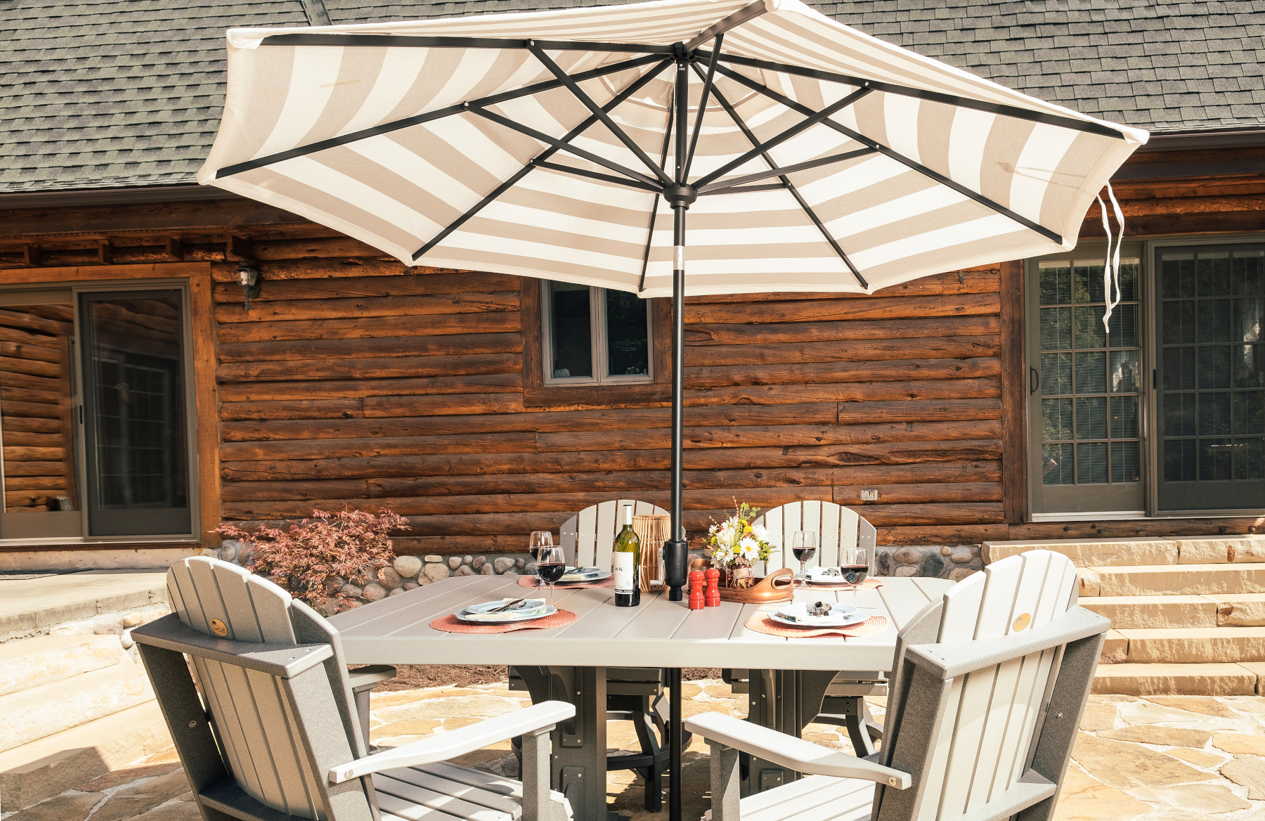 4' x 6' Poly Rectangular Table Set in Dove Gray & Slate