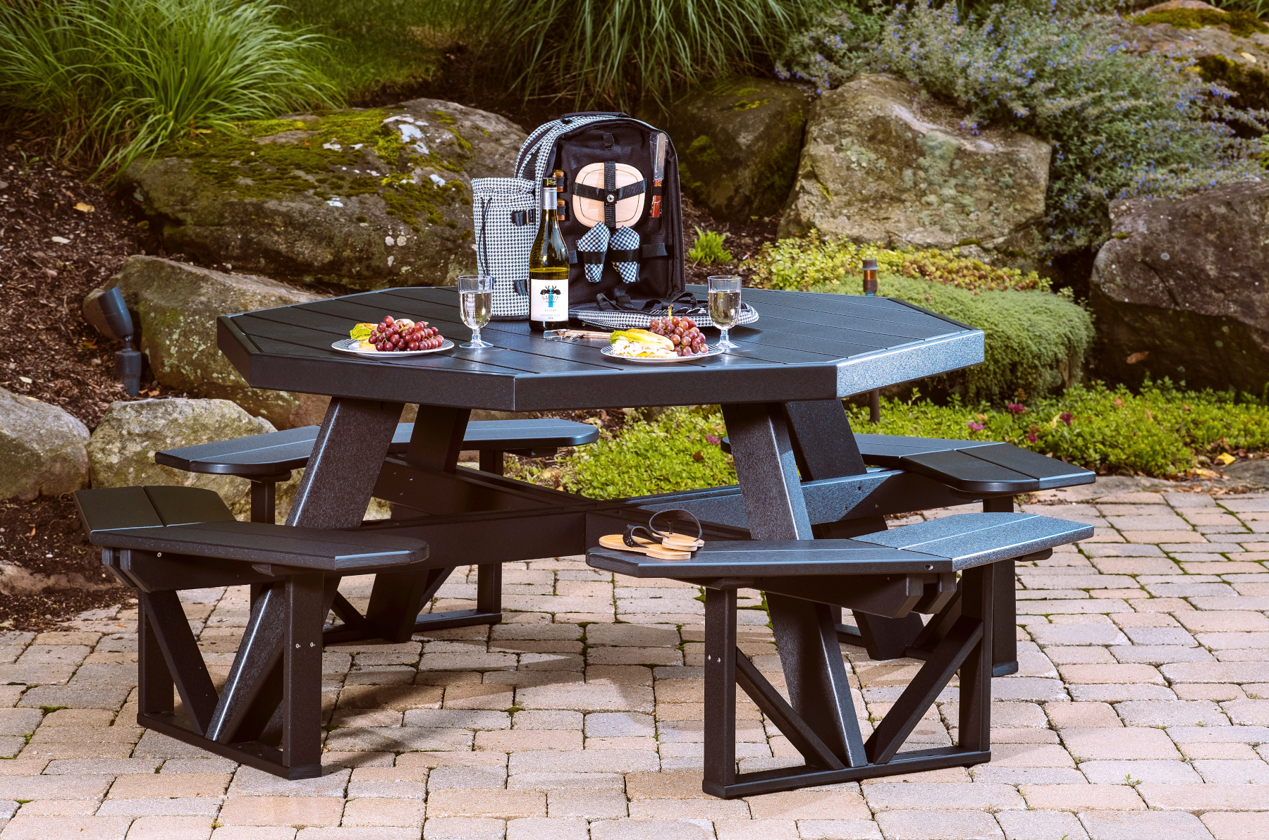 Octagonal Poly Picnic Table  in Black