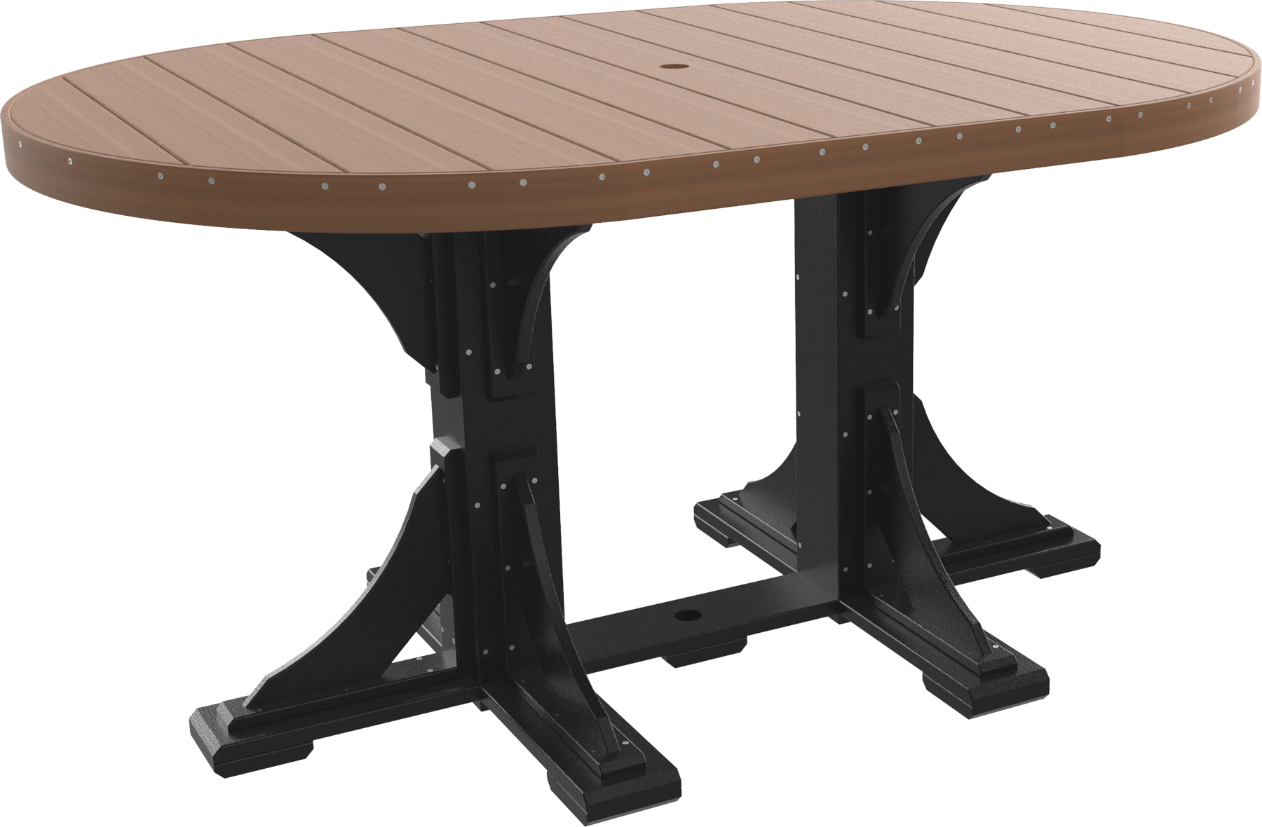 4' x 6' Poly Oval Table - Counter Height in Antique Mahogany & Black