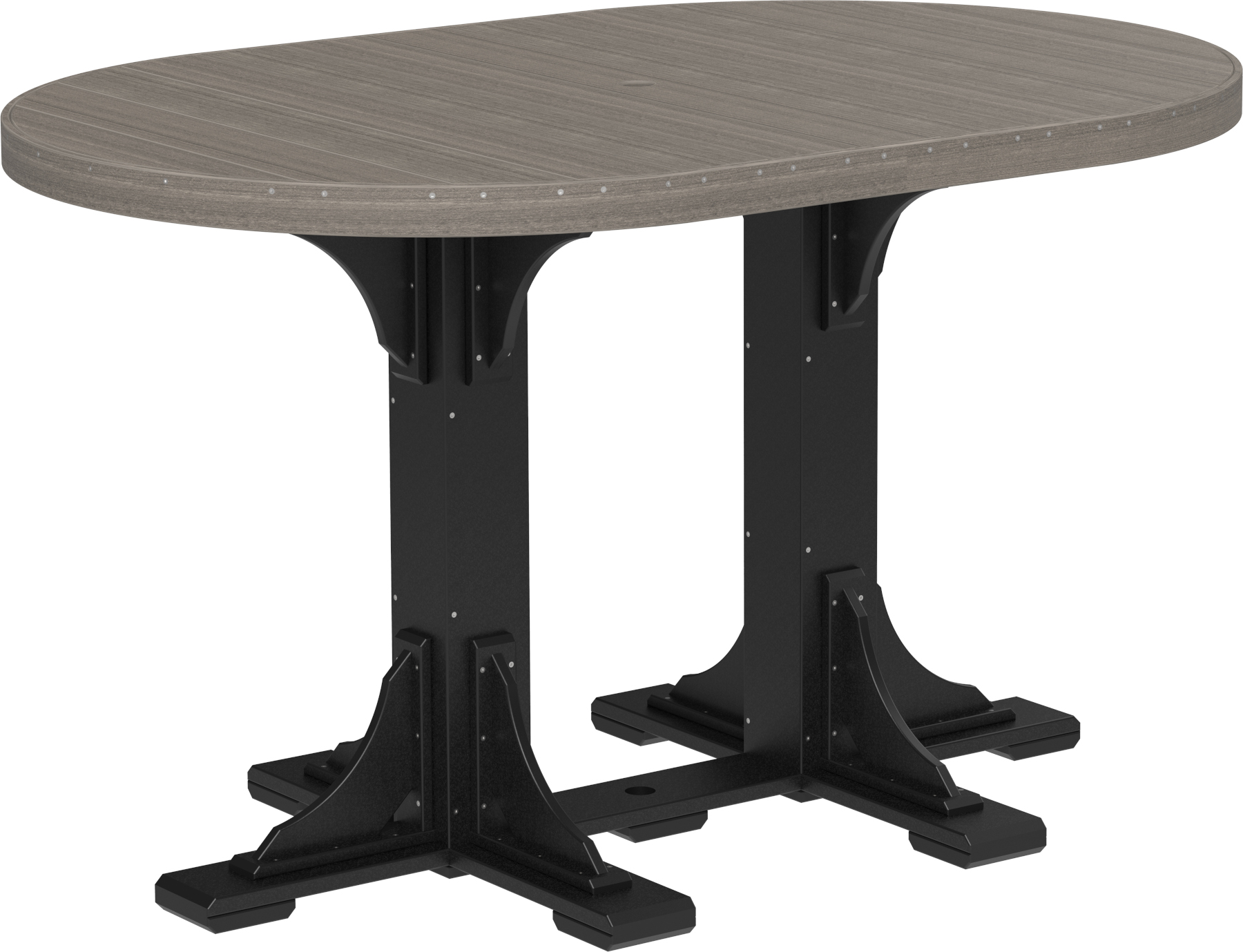4' x 6' Poly Oval Table - Bar Height in Coastal Gray & Black