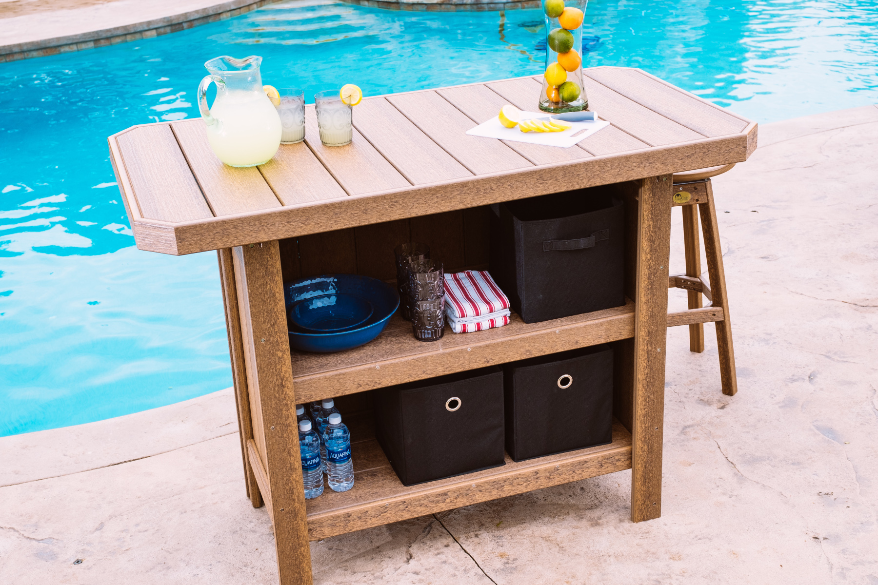 Poly Serving Bar in Antique Mahogany