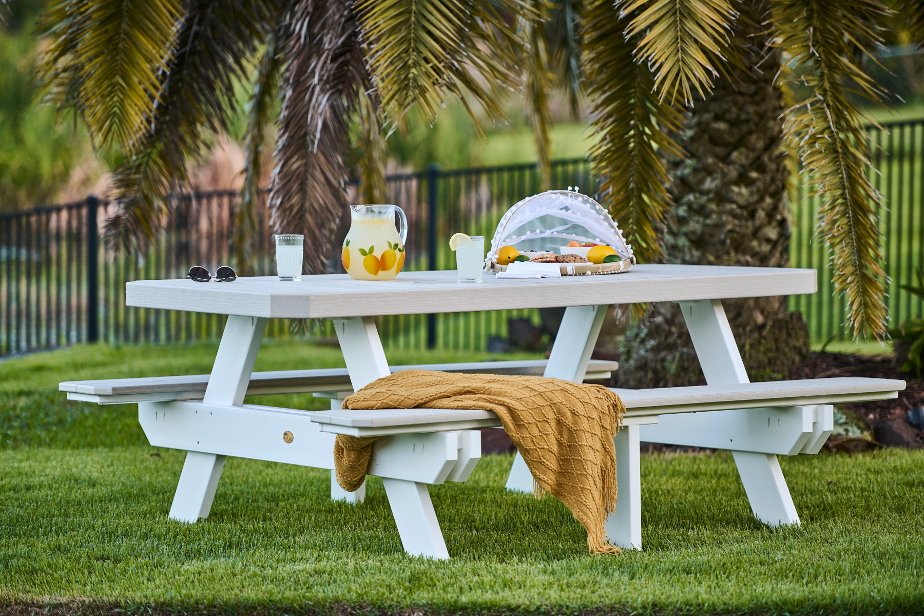 6' Poly Rectangle Picnic Table in Birch & White