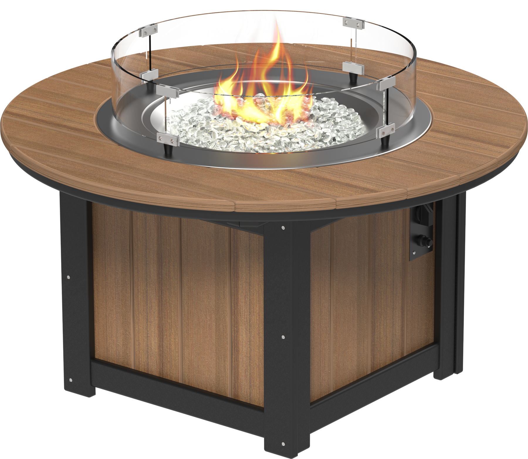 46 inch Round Lumin Fire Pit in Antique Mahogany & Black