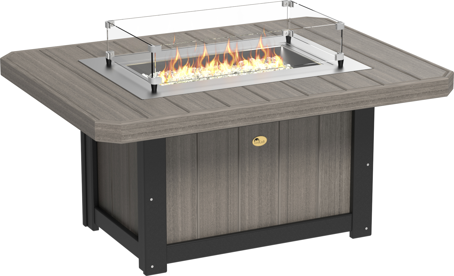 51" Rectangular Lumin Fire Pit in Coastal Gray & Black