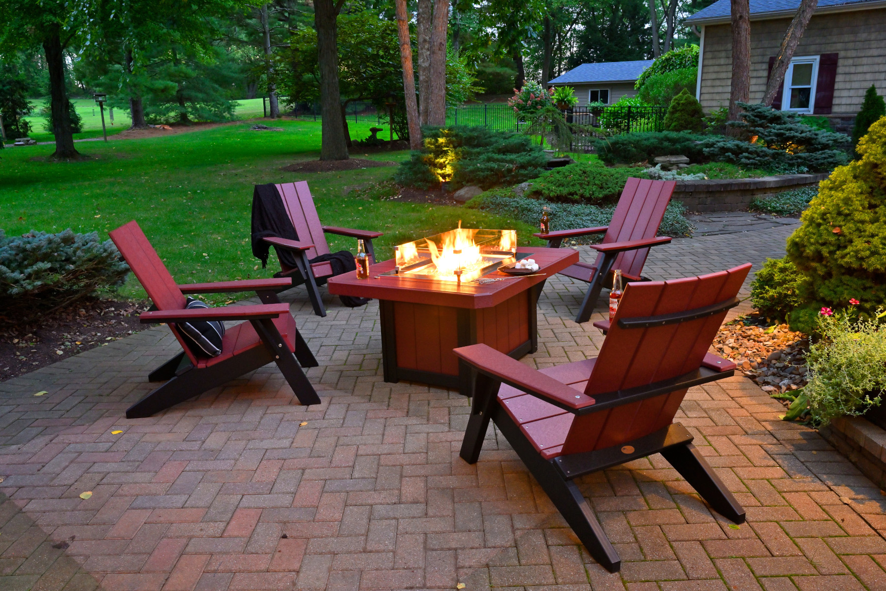 51" Rectangular Lumin Fire Pit in Cherrywood & Black