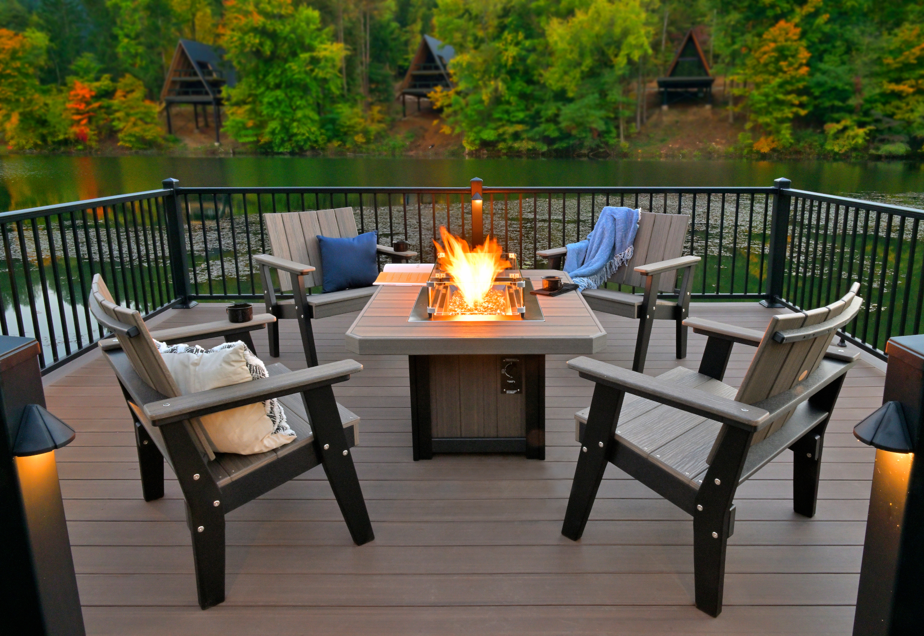 51" Rectangular Lumin Fire Pit in Coastal Gray & Black