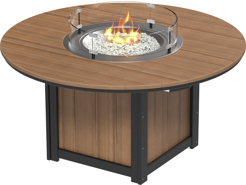 60" Round Lumin Fire Table in Antique Mahogany & Black