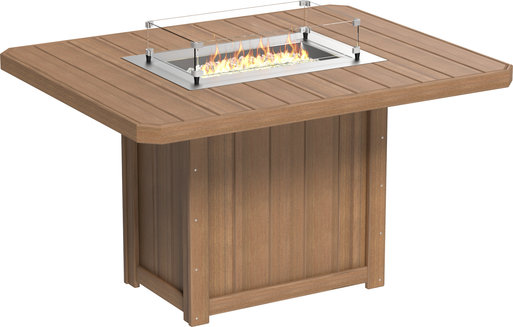 62" Rectangular Fire Table - Counter Height in Antique Mahogany