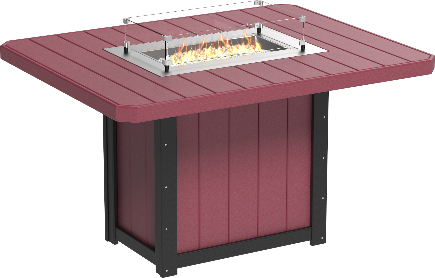 62" Rectangular Fire Table - Bar Height in Cherrywood & Black