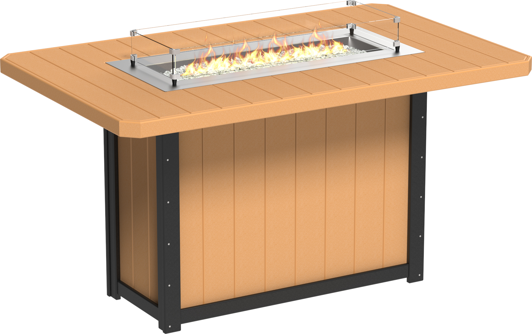 79" Rectangular Lumin Fire Table - Bar Height in Cedar & Black