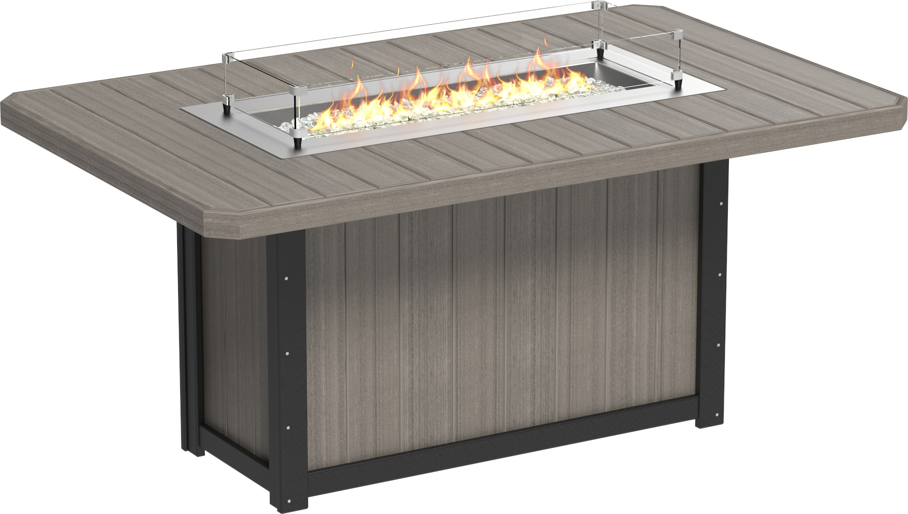 79" Rectangular Lumin Fire Table - Counter Height in Coastal Gray & Black