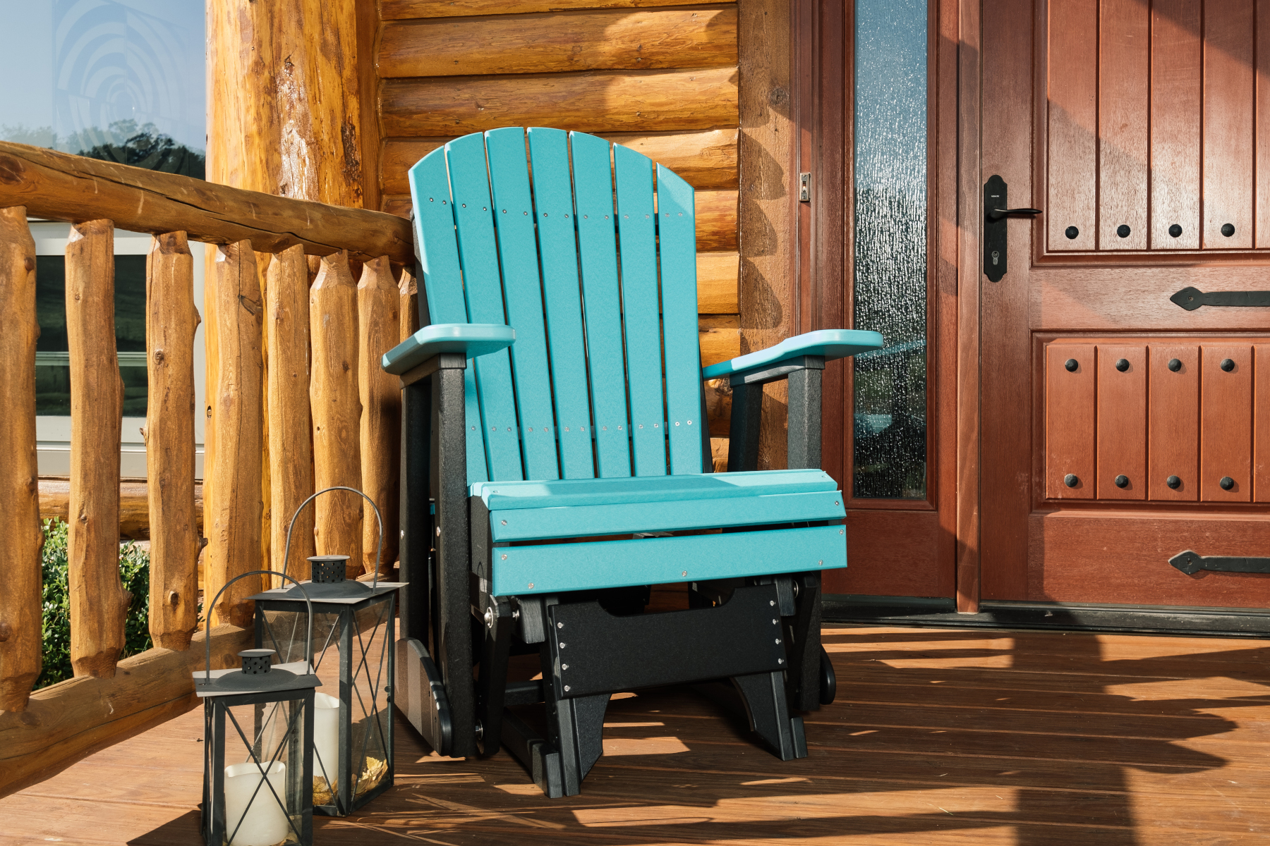 2' Adirondack Glider in Aruba Blue & Black.