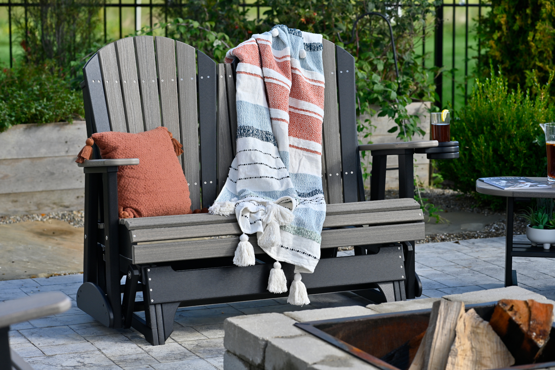 4' Adirondack Glider in Coastal Gray & Black
