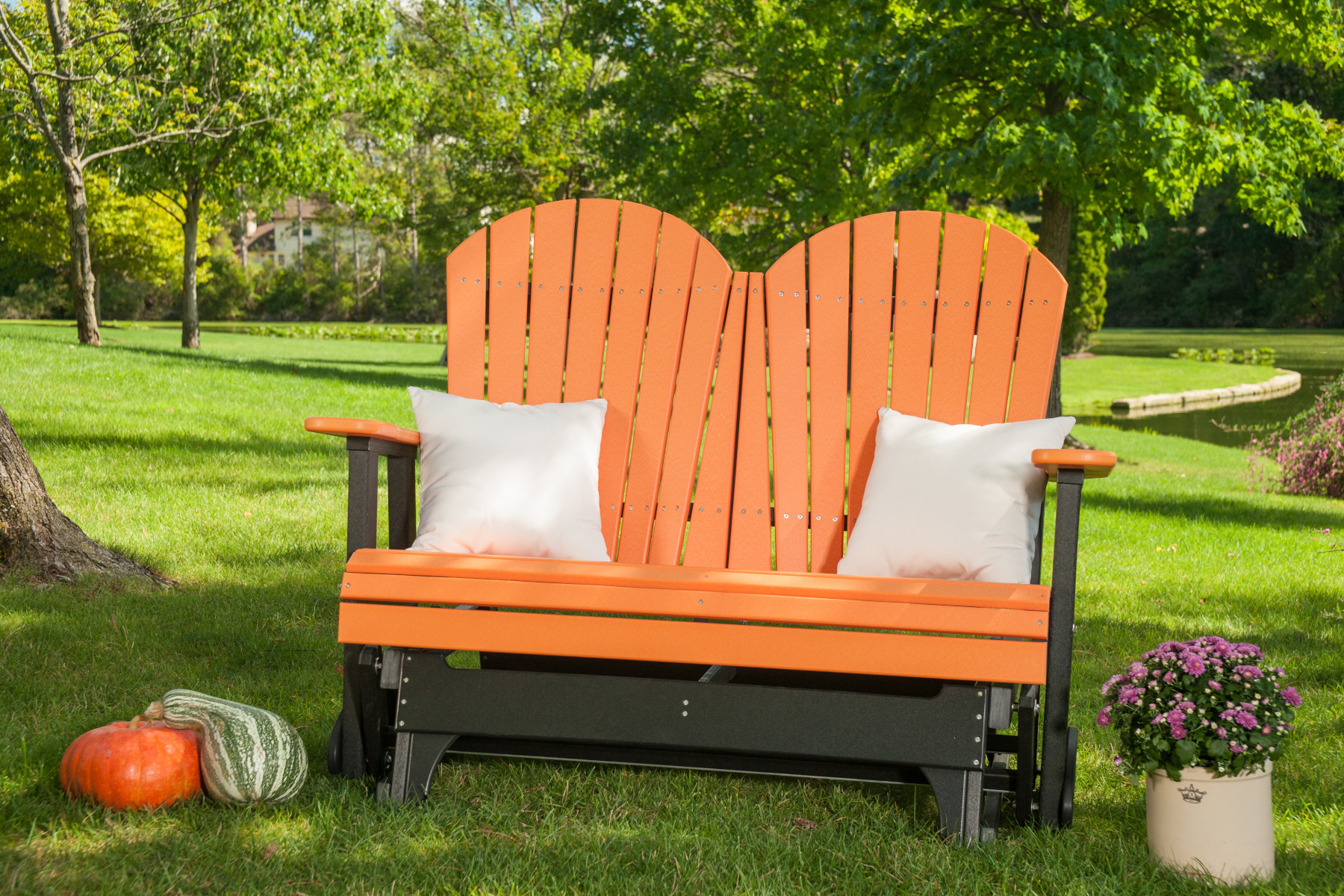 4' Adirondack Glider in Tangerine & Black