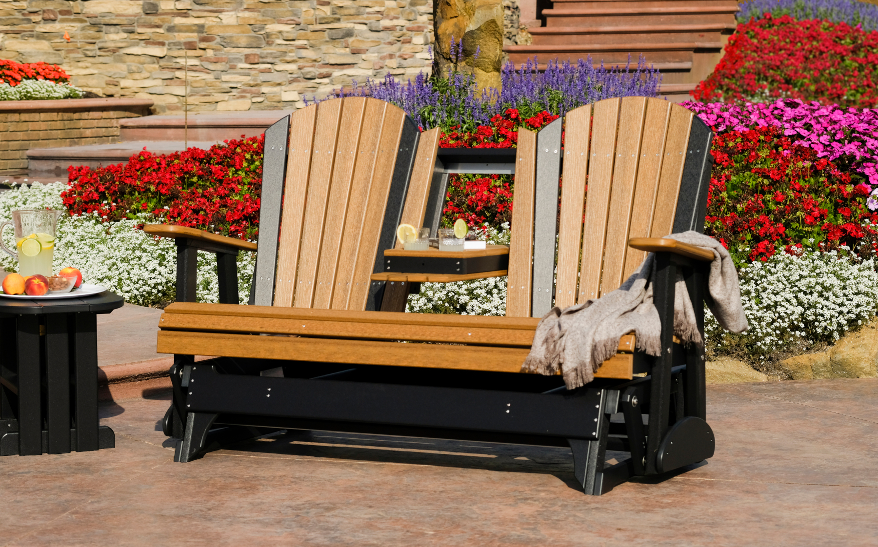 5' Adirondack Poly Glider in Antique Mahogany & Black