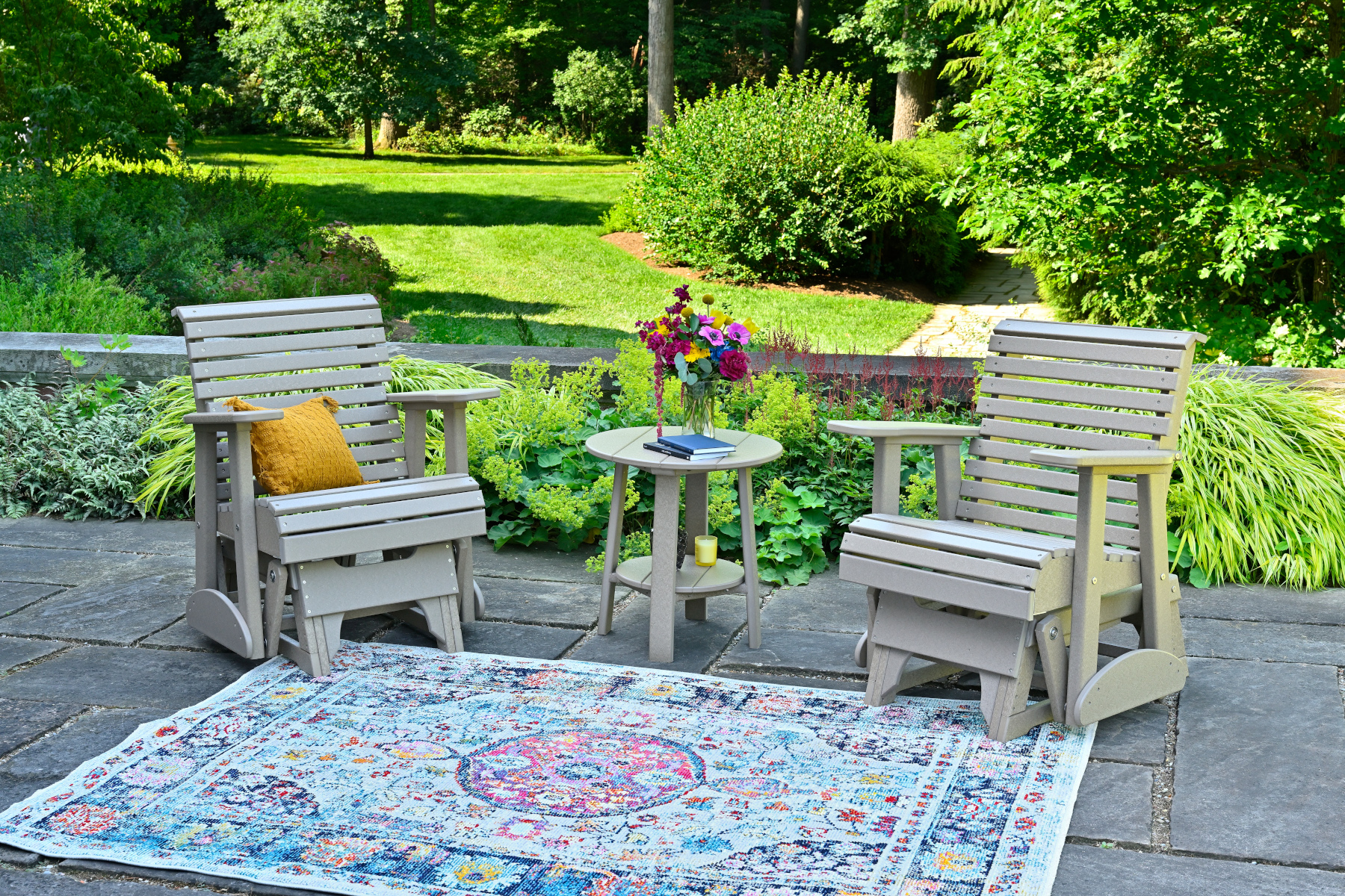2' Plain Poly Glider Chairs in Weatherwood