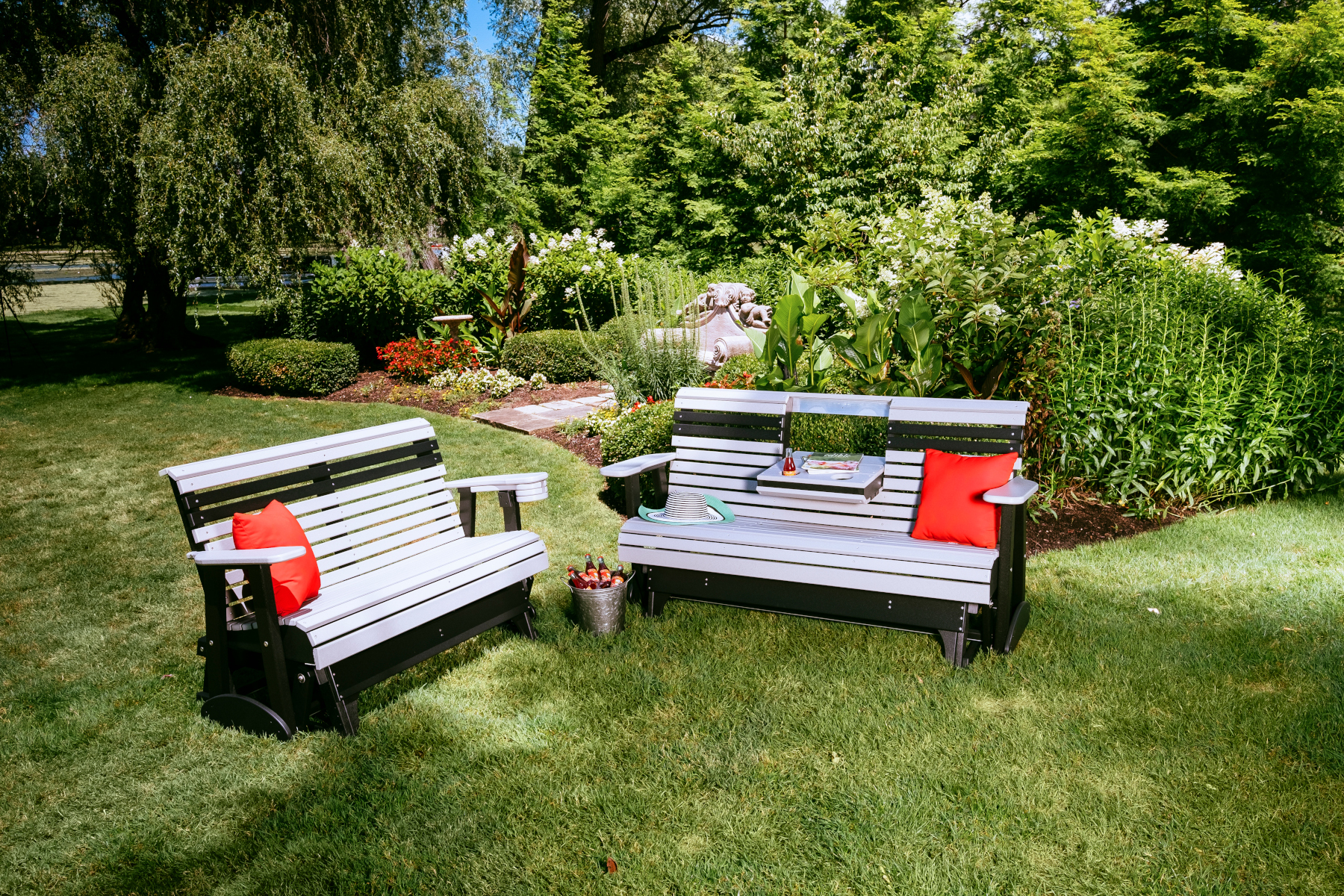 Plain Poly Glider Collection in Dove Gray & Black