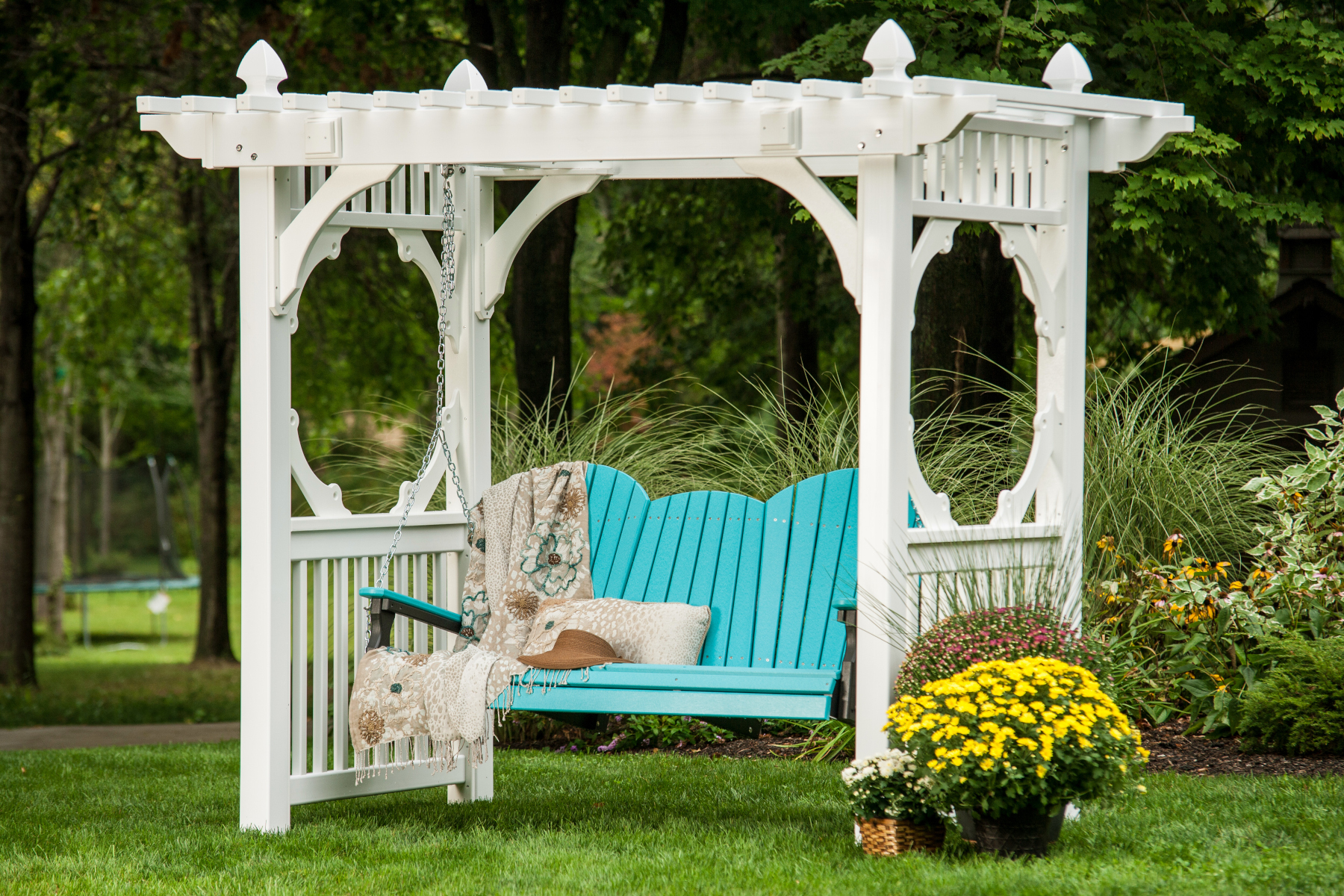 5' Poly Adirondack Swing in Aruba Blue & Black