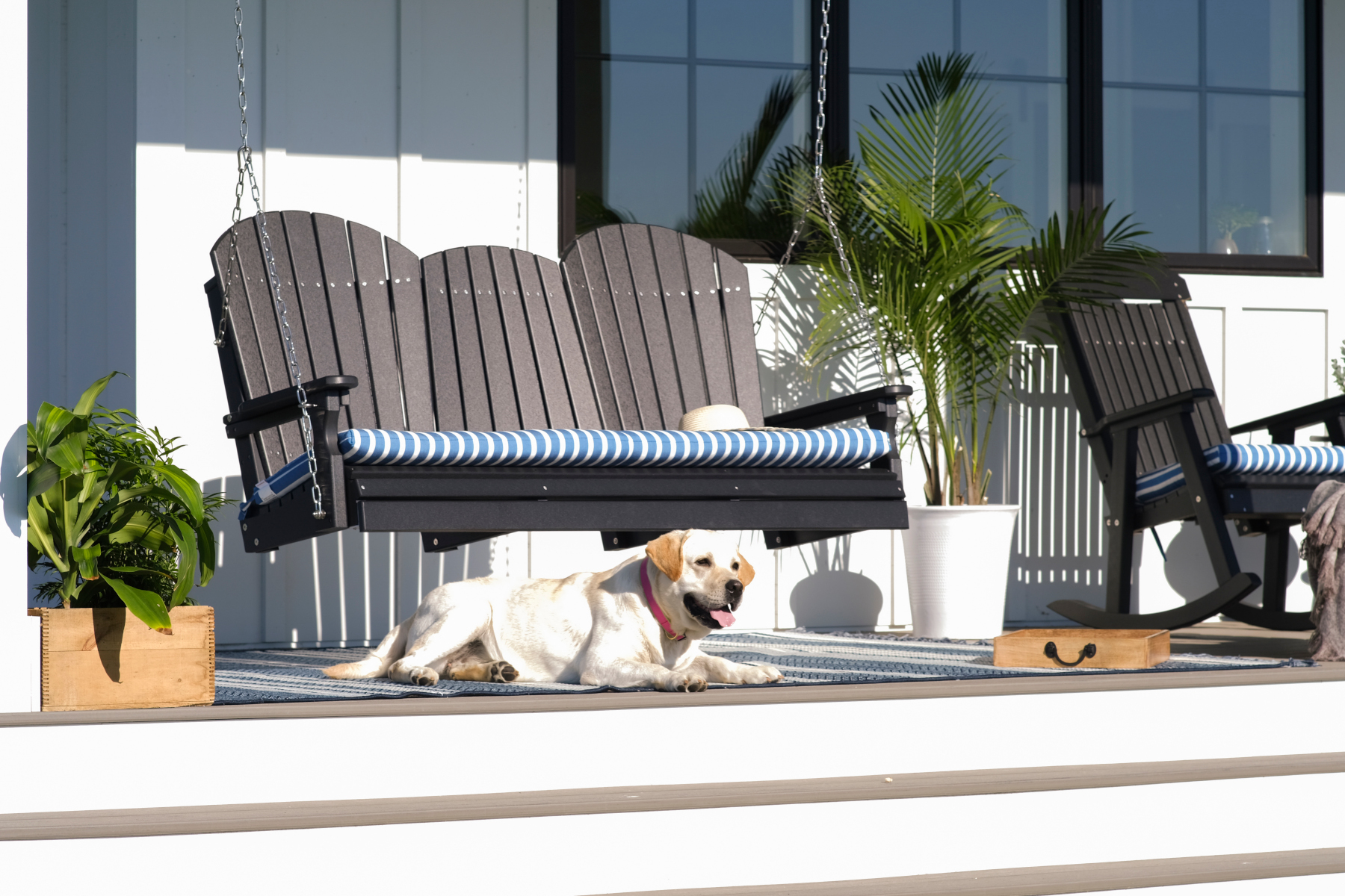 5' Poly Adirondack Swing in Black