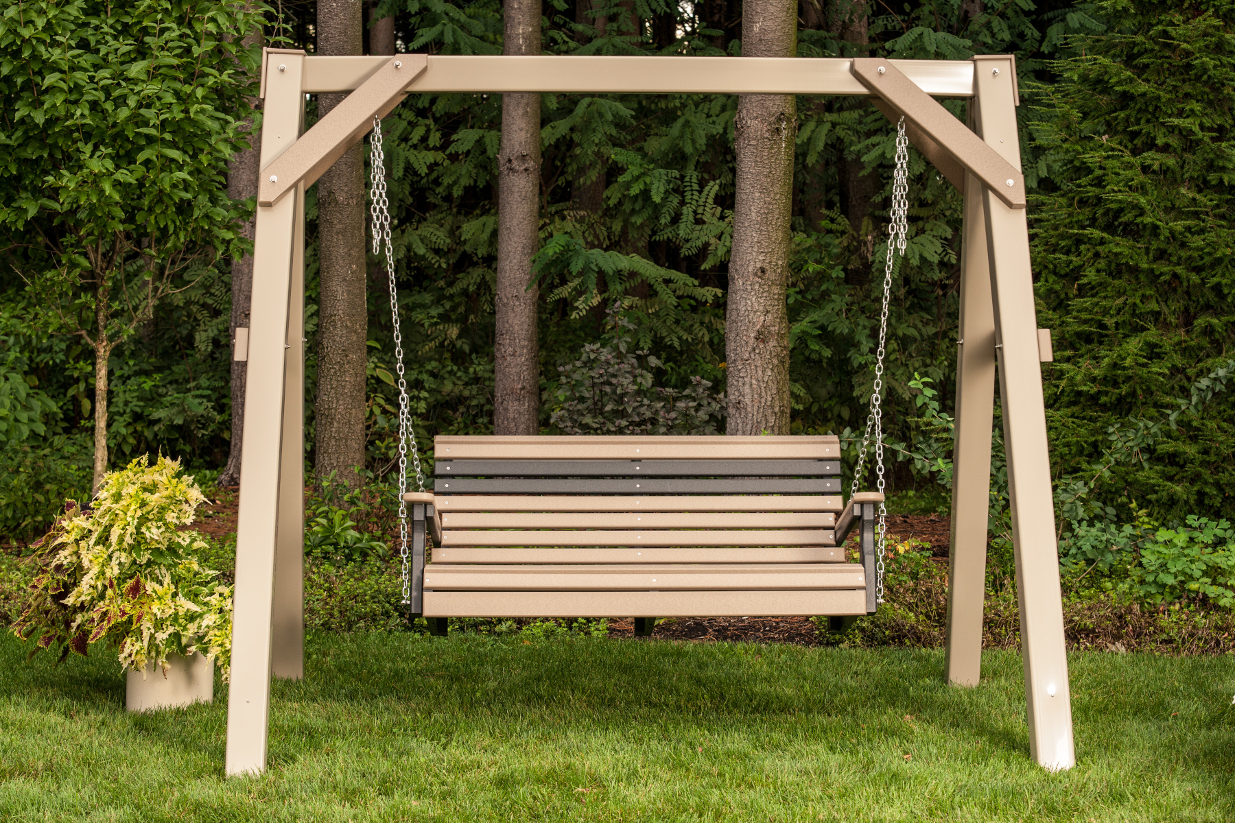 4' Plain Poly Swing in Weatherwood & Black