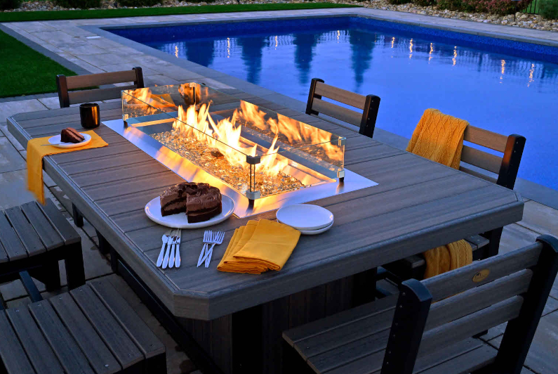 Rectangular Lumin Fire Tables by Luxcraft
